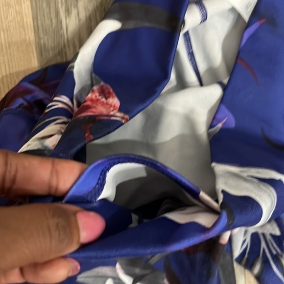 Guru Active Womens Leggings Pants Blue Floral Print Stretch Elastic Waist Sz XL - Picture 7 of 10